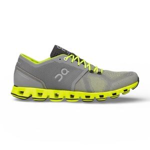 On Cloud Men's X Sneakers Shoes Size 11 Gray Neon Yellow Running Athletic Lace